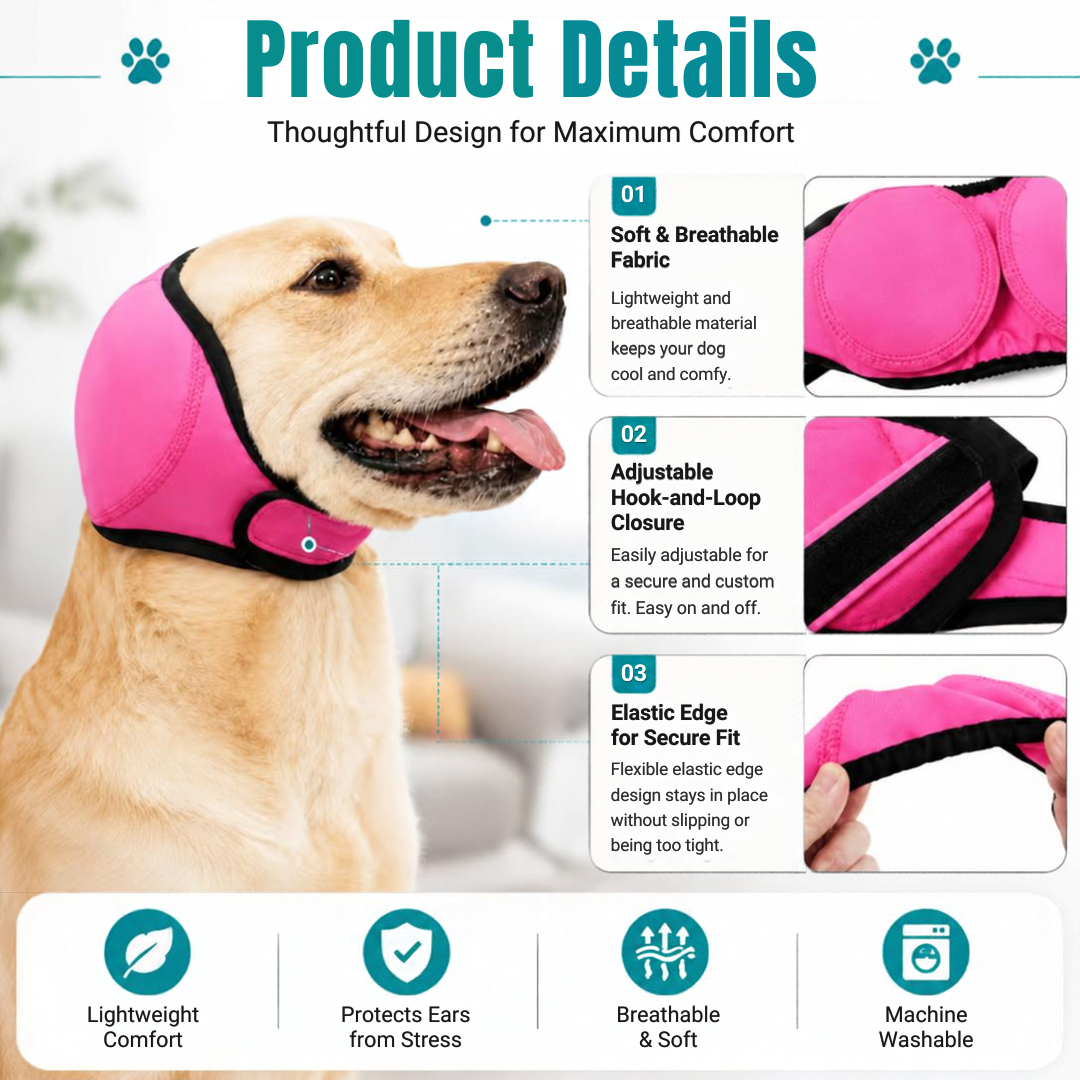 Royalty Pets™ Dog Calming Ear Muffs – Noise-Reducing Head Cover
